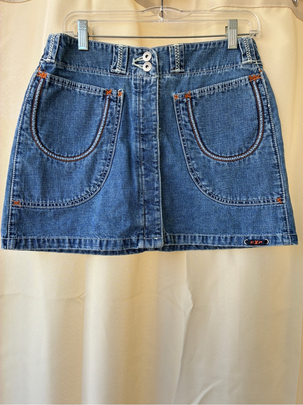 Vintage Express Bleus Button Fly Zip Pocket Denim Skirt Size 9/10 - Picture 4 of 13